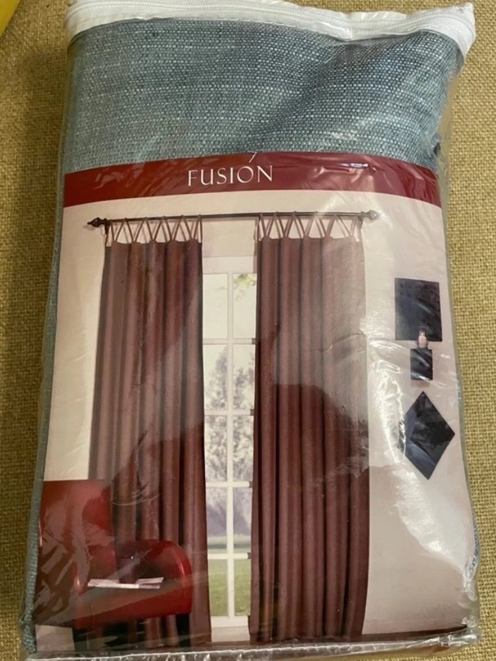 Fusion Loop Top Panel Pair Curtains - Linen Look Ice Blue 108